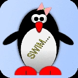 Esther the penguin. Learn to swim.