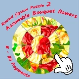 Round jigsaw Puzzle 2 - Assemble Bouquet flowers